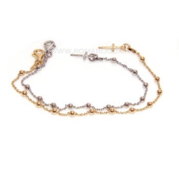 NSA|Bracciale rosario uomo o donna in Argento 925 croce liscia rod Oro giallo o bianco 17 cm