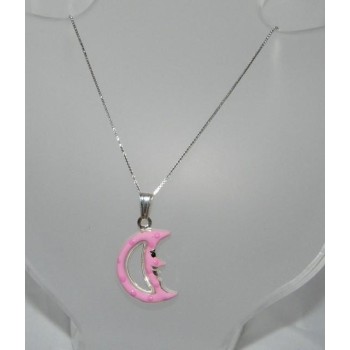 NSA|Girocollo veneziano in argento 925 con ciondolo Grande Luna Rosa in Cofanetto