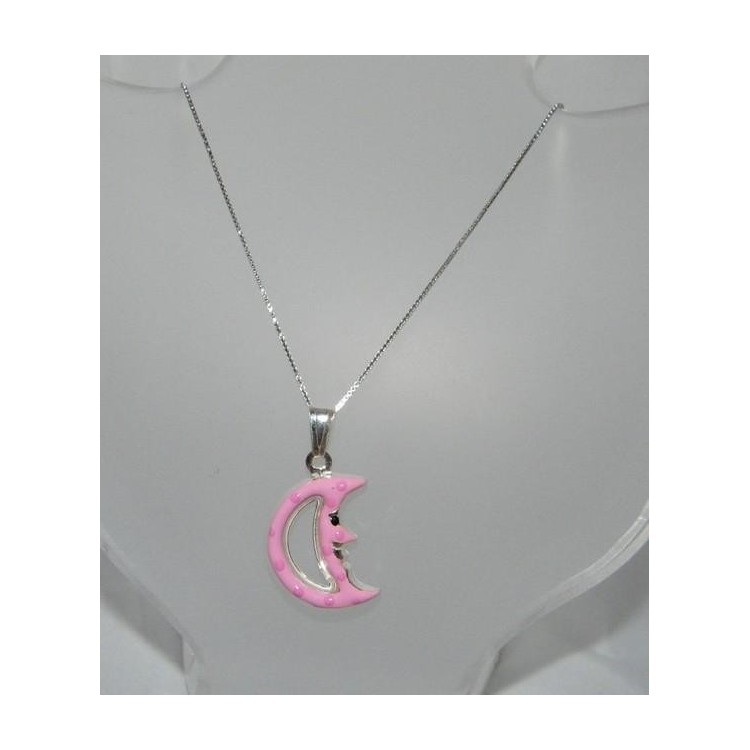 NSA|Girocollo veneziano in argento 925 con ciondolo Grande Luna Rosa in Cofanetto