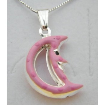 NSA|Girocollo veneziano in argento 925 con ciondolo Grande Luna Rosa in Cofanetto