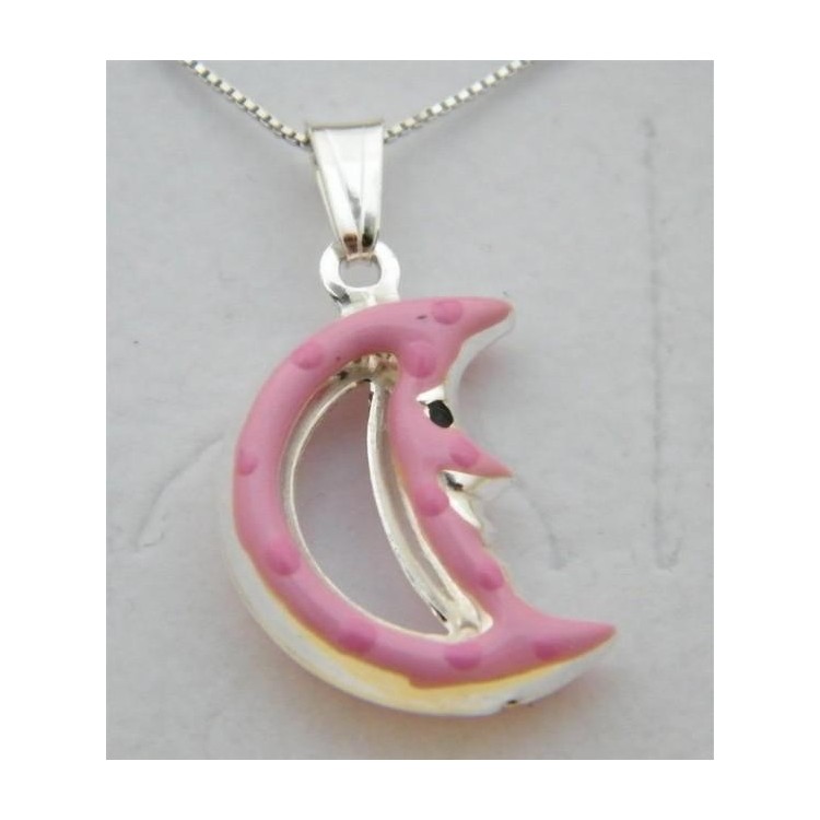 NSA|Girocollo veneziano in argento 925 con ciondolo Grande Luna Rosa in Cofanetto