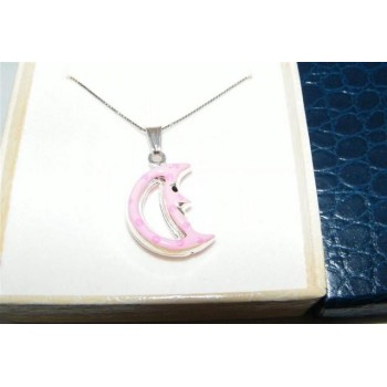 NSA|Girocollo veneziano in argento 925 con ciondolo Grande Luna Rosa in Cofanetto