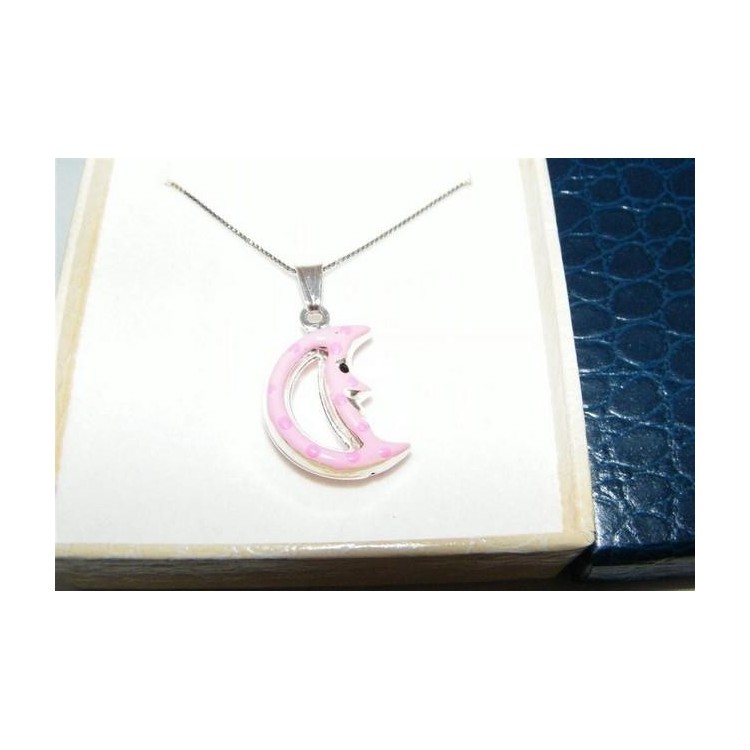 NSA|Girocollo veneziano in argento 925 con ciondolo Grande Luna Rosa in Cofanetto