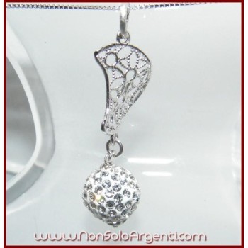 NSA|925 silver choker with filigree moon and zircon sphere women's necklace