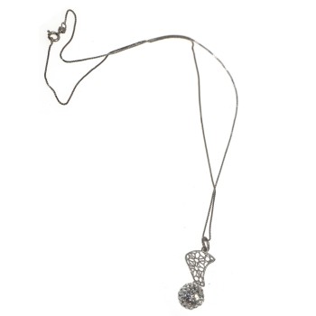 NSA|925 silver choker with filigree moon and zircon sphere women's necklace
