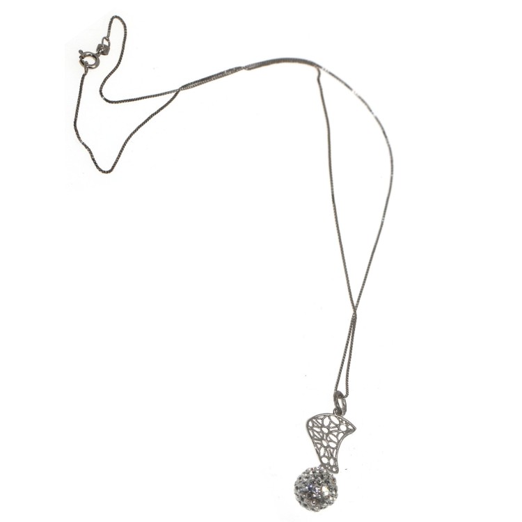NSA|925 silver choker with filigree moon and zircon sphere women's necklace