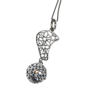NSA|925 silver choker with filigree moon and zircon sphere women's necklace