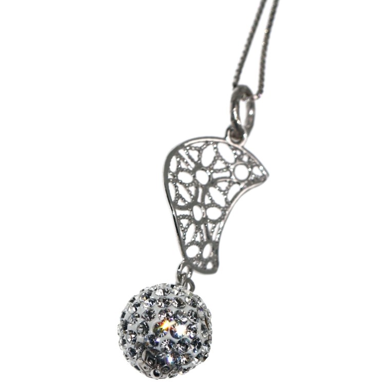NSA|925 silver choker with filigree moon and zircon sphere women's necklace