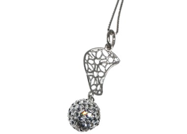 NSA|925 silver choker with filigree moon and zircon sphere women's necklace