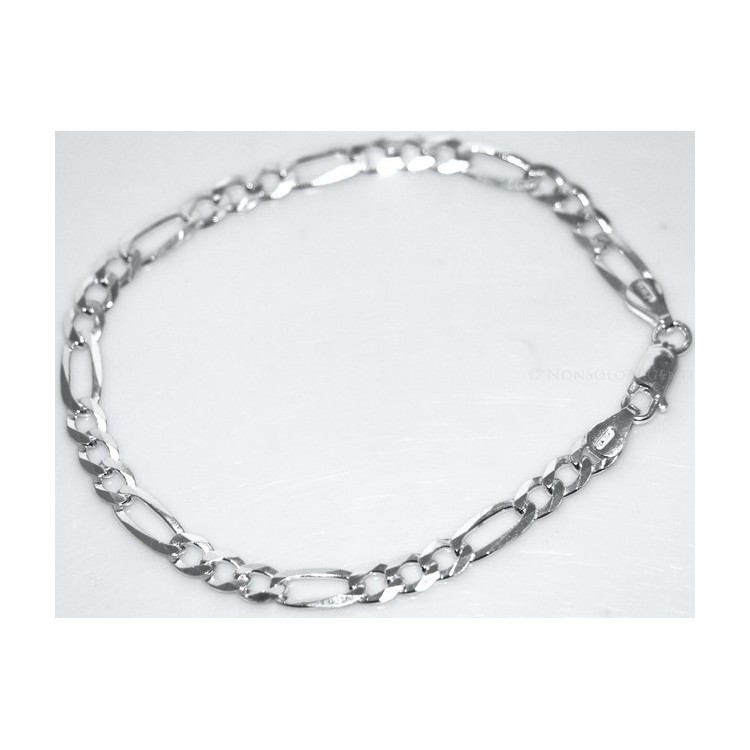 NSA|ARGENTO 925 : Collana e Bracciale uomo catena figaro 5 mm modello 3 + 1 sbiancata e piena
