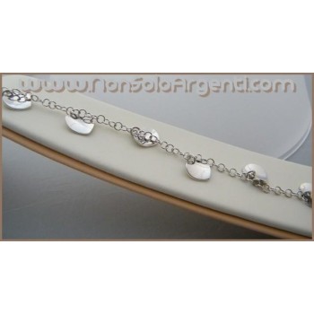 NSA|Argento 925 : Bracciale rodiato con ciondoli ondulati a cuore