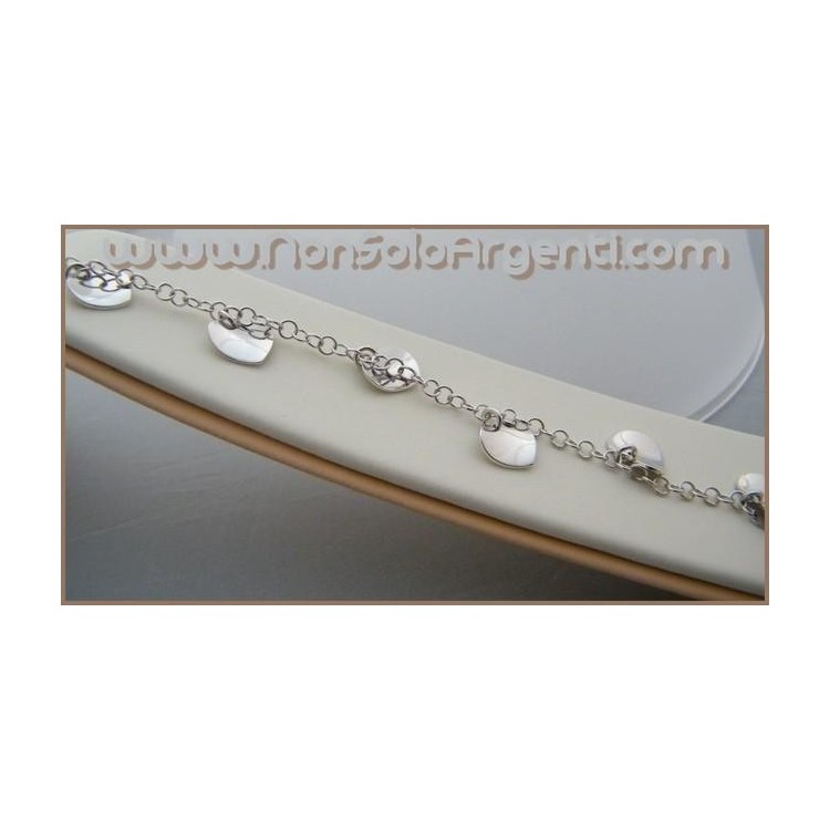 NSA|Argento 925 : Bracciale rodiato con ciondoli ondulati a cuore