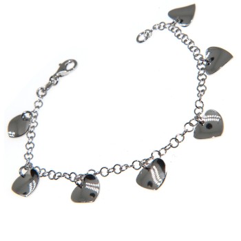 NSA|925 silver bracelet with wavy heart charm pendants for women