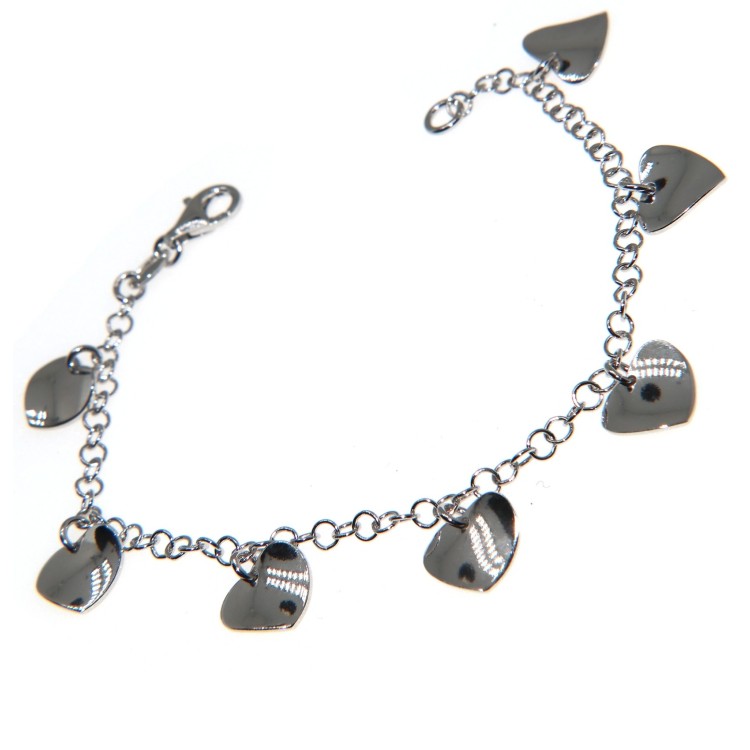 NSA|Bracciale argento 925 con ciondoli ondulati a cuore charm pendenti donna