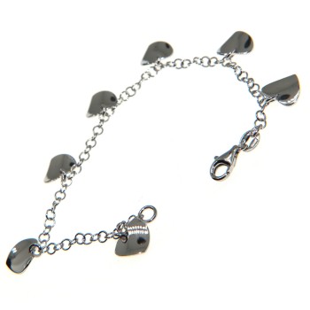NSA|925 silver bracelet with wavy heart charm pendants for women
