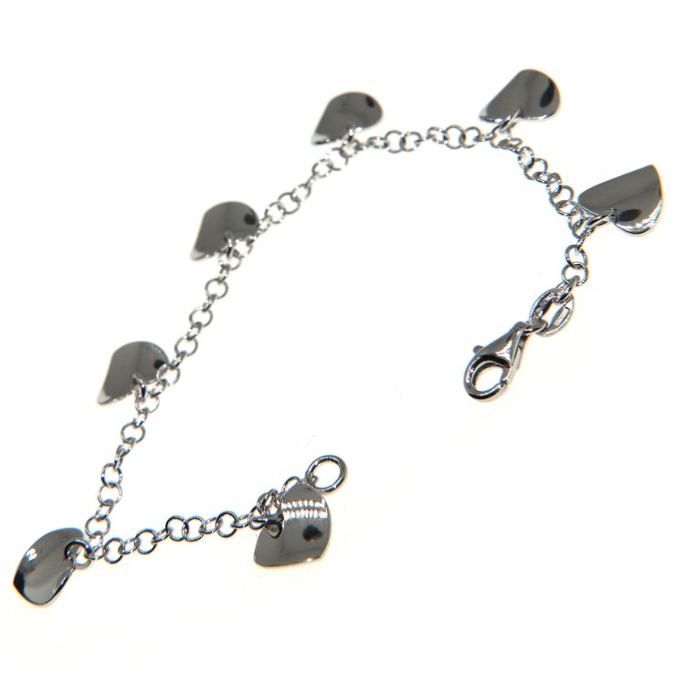 NSA|925 silver bracelet with wavy heart charm pendants for women