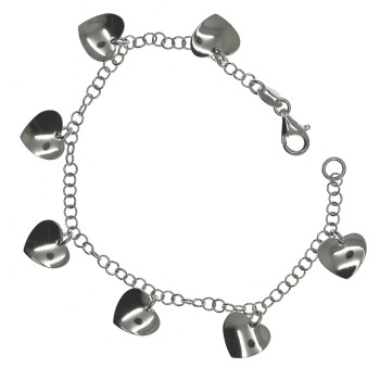 NSA|925 silver bracelet with wavy heart charm pendants for women