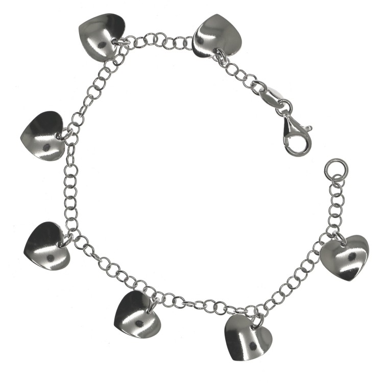 NSA|925 silver bracelet with wavy heart charm pendants for women