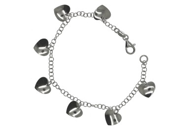 NSA|Bracciale argento 925 con ciondoli ondulati a cuore charm pendenti donna