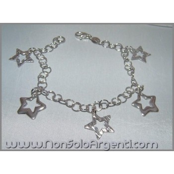 NSA|925 silver bracelet with star charms, star charm pendants for women