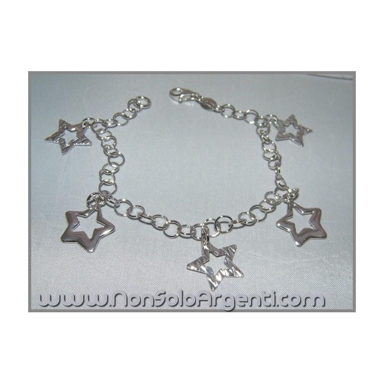 NSA|Argento 925 : Bracciale rodiato con ciondoli a Stella