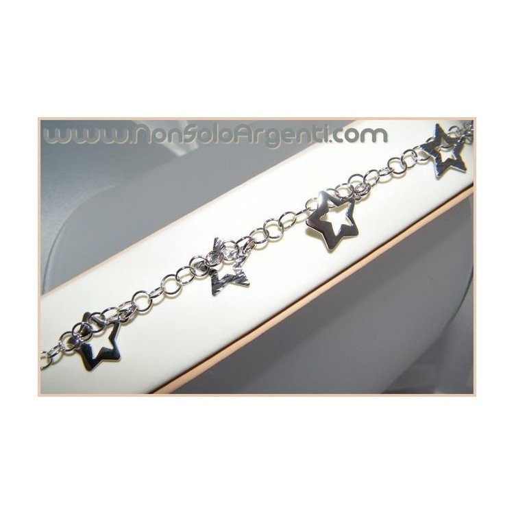 NSA|Argento 925 : Bracciale rodiato con ciondoli a Stella