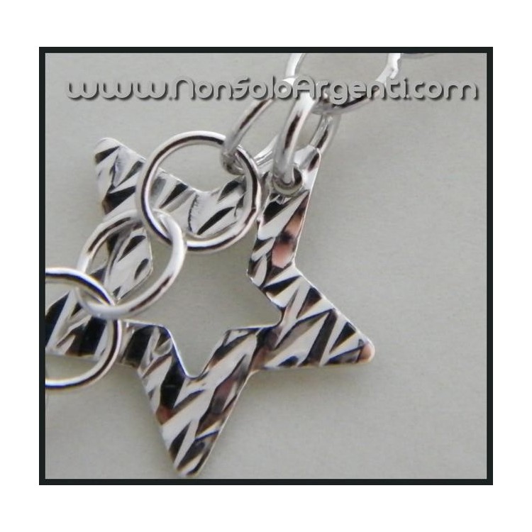 NSA|Argento 925 : Bracciale rodiato con ciondoli a Stella