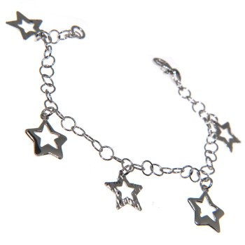 NSA|925 silver bracelet with star charms, star charm pendants for women