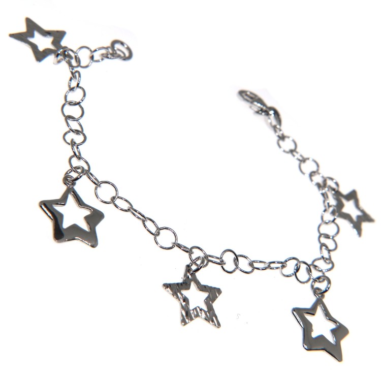 NSA|925 silver bracelet with star charms, star charm pendants for women
