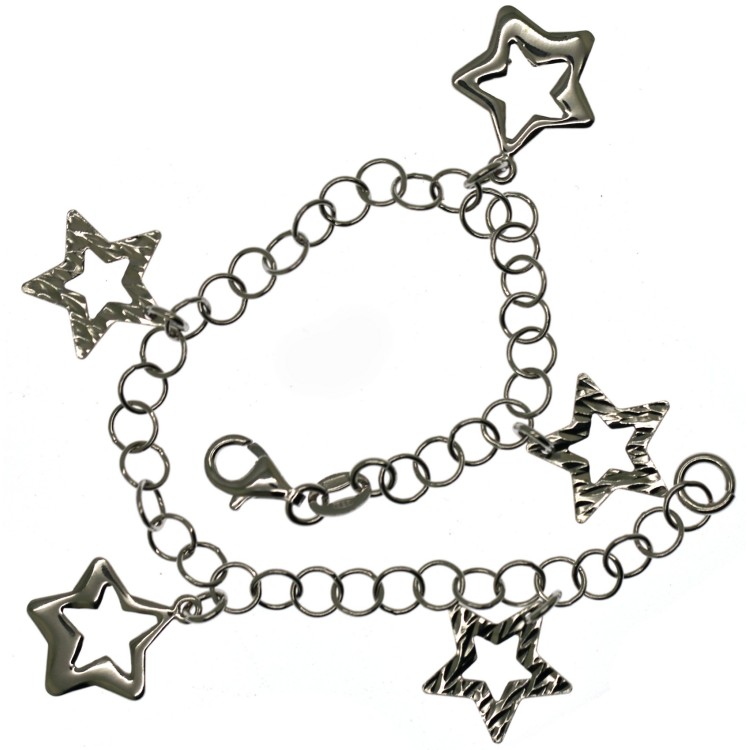 NSA|925 silver bracelet with star charms, star charm pendants for women