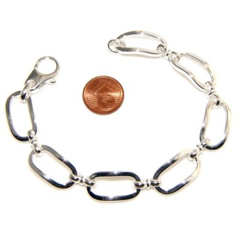 NSA|Bracciale donna in Argento 925 non rodiato con ovali grandi misura 17,50 / 18 cm
