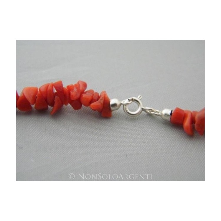 NSA|925 Silver Necklace with Torre del Greco Real Coral and Onyx Pearls