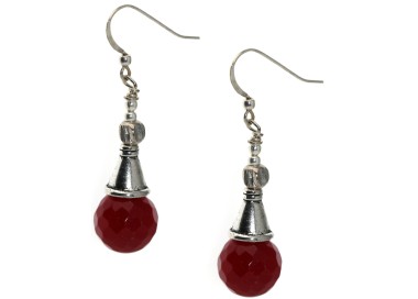 NSA|925 silver earrings with red aventurine root pendants for women