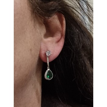 NSA|orecchini argento 925 goccia zircone smeraldo zaffiro blu verde e punto luce donna