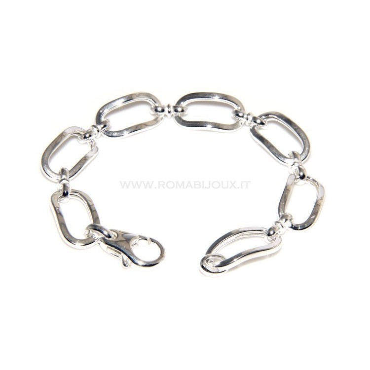 NSA|Bracciale donna in Argento 925 non rodiato con ovali grandi misura 17,50 / 18 cm