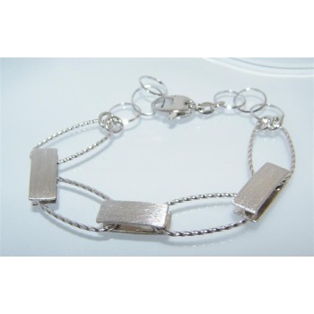 NSA|925 silver bracelet with twisted oval ellipses and satin bars