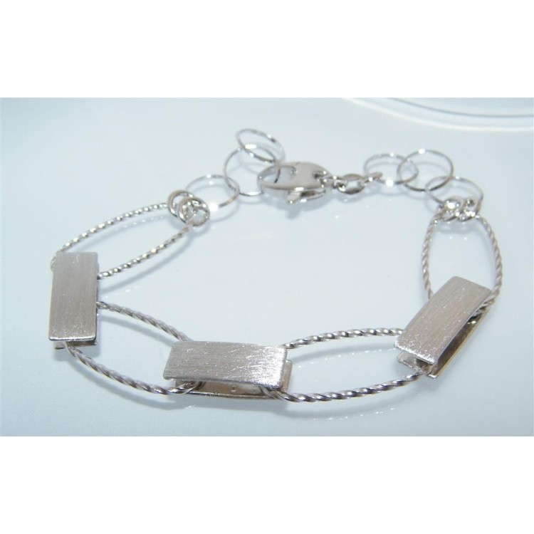 NSA|925 silver bracelet with twisted oval ellipses and satin bars
