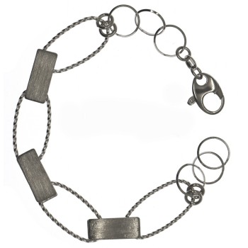 NSA|925 silver bracelet with twisted oval ellipses and satin bars