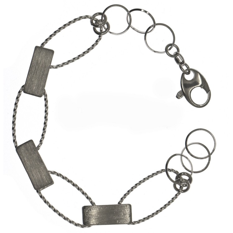 NSA|925 silver bracelet with twisted oval ellipses and satin bars