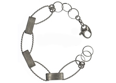 NSA|925 silver bracelet with twisted oval ellipses and satin bars