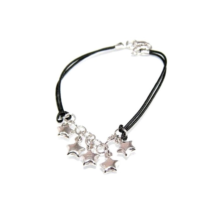 NSA|bracciale cordino ciondoli stelle stelline argento 925  donna e ragazza NonSoloArgenti