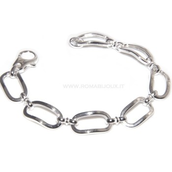 NSA|Woman bracelet in 925 sterling silver with rhodium not oval large measure 17,50 / 18 cm