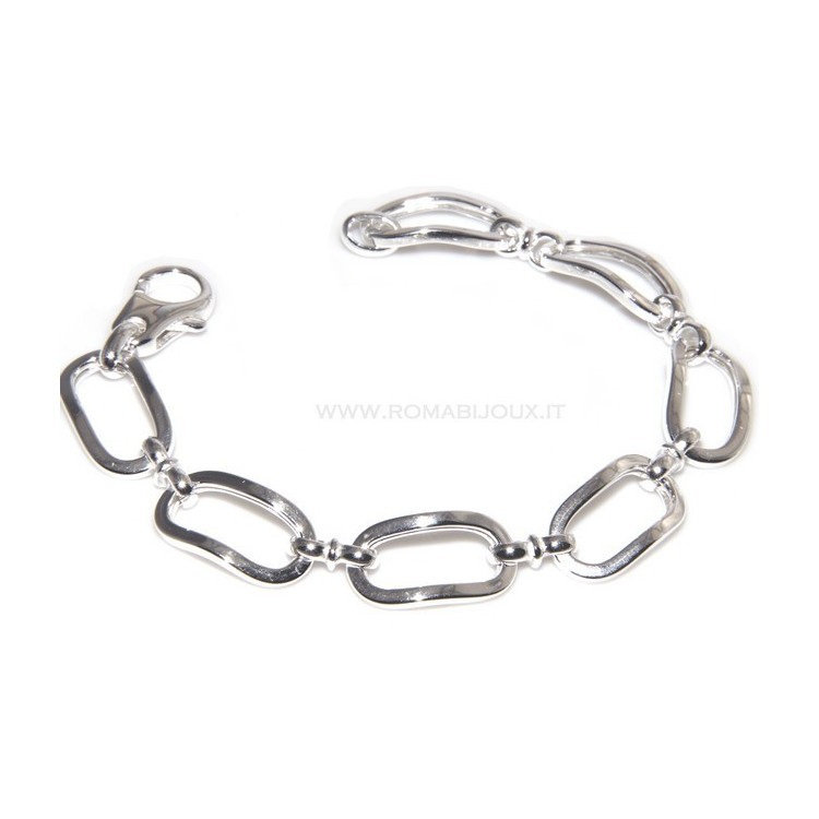 NSA|Bracciale donna in Argento 925 non rodiato con ovali grandi misura 17,50 / 18 cm