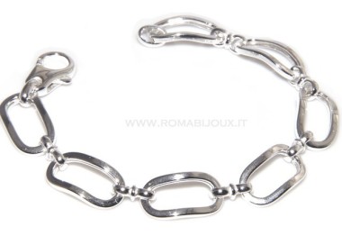 NSA|Bracciale donna in Argento 925 non rodiato con ovali grandi misura 17,50 / 18 cm