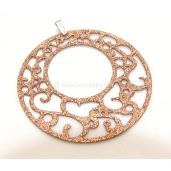 NSA|pendant earrings necklace 925 silver arabesque round circles 6cm golden glitter