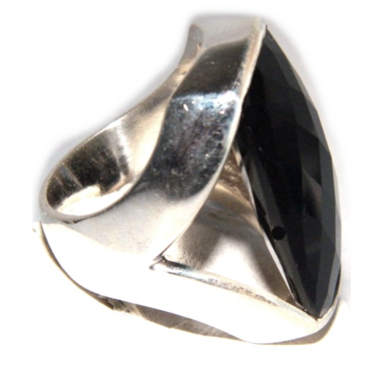 NSA|anello argento 925 onice naturale rettangolare misura 15 etnico