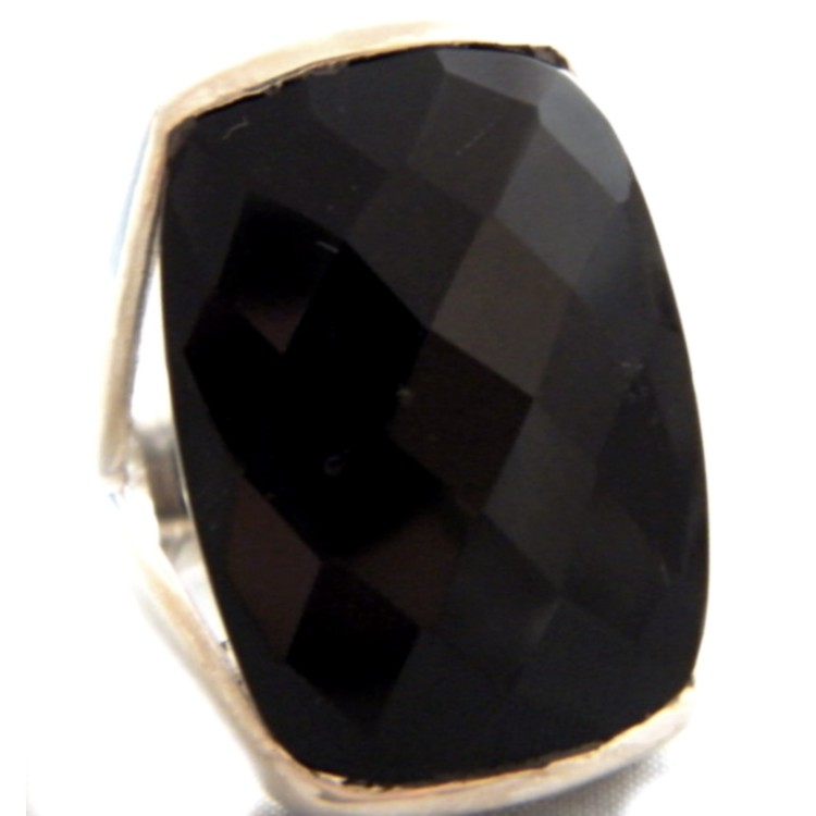 NSA|925 natural onyx rectangular silver ring size 15 ethnic