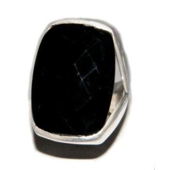 NSA|925 natural onyx rectangular silver ring size 15 ethnic
