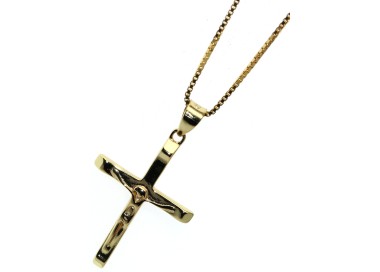 NSA|stylized cross necklace 925 silver yellow gold plated crucifix 45 50 60 cm