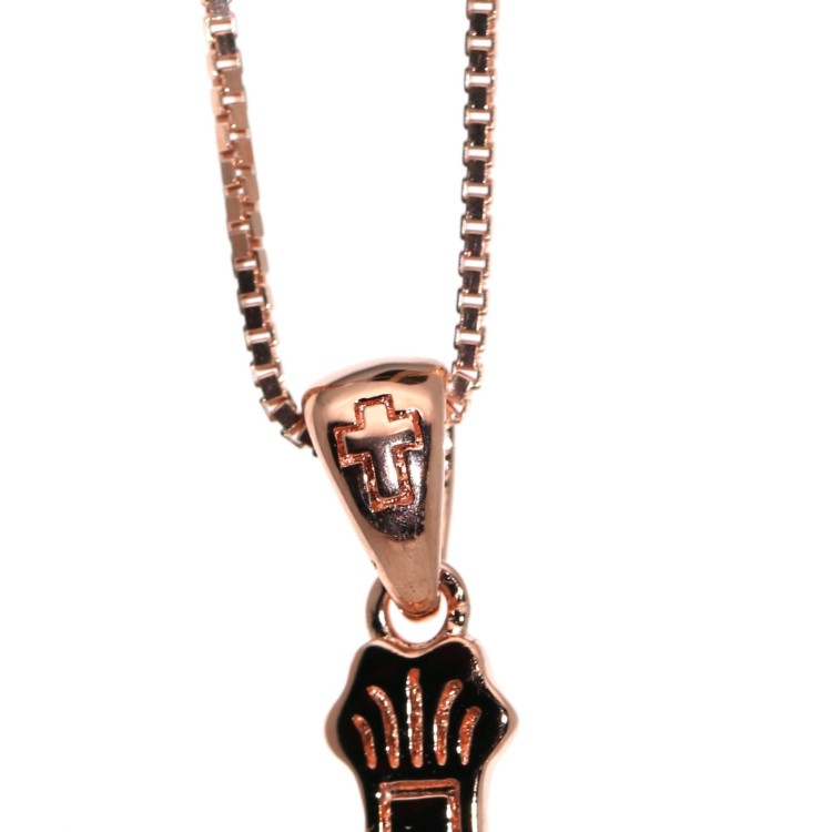 NSA|collana croce gigliata argento 925 placcata oro rosa crocefisso 45 50 60 cm